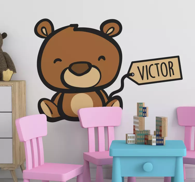 Teddy Bear Name Customisable Wall Sticker - TenStickers