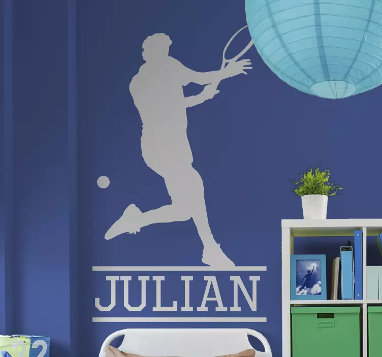 Tennis player with name wall sticker - TenStickers