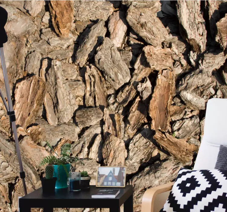 Textured bark background living room wall sticker - TenStickers
