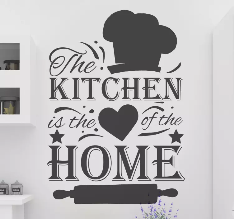 Kitchen is the heart of the house text decal - TenStickers