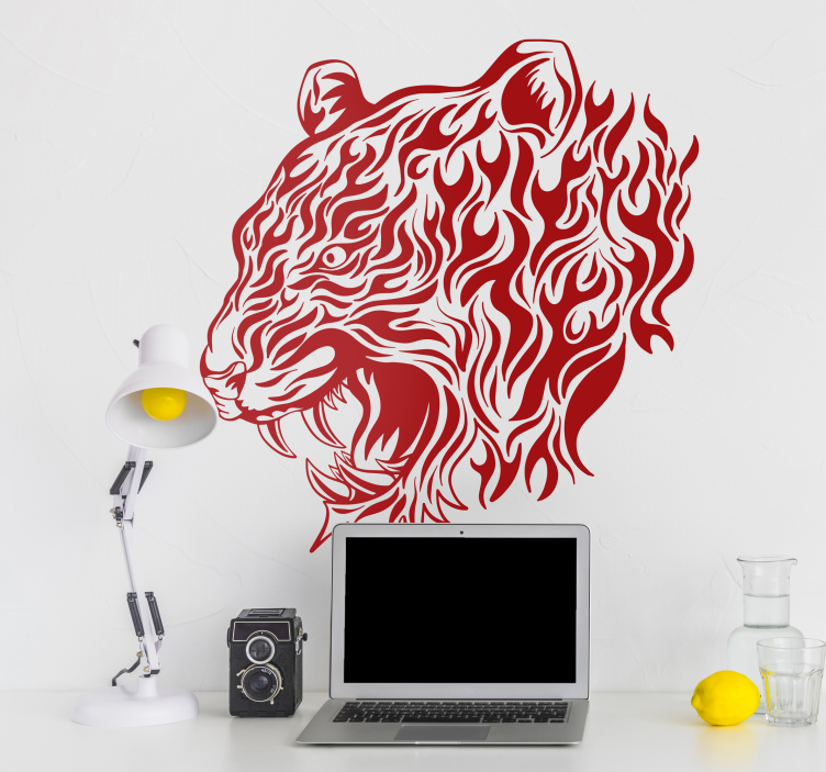Tiger Roaring Animal Wall Sticker - TenStickers