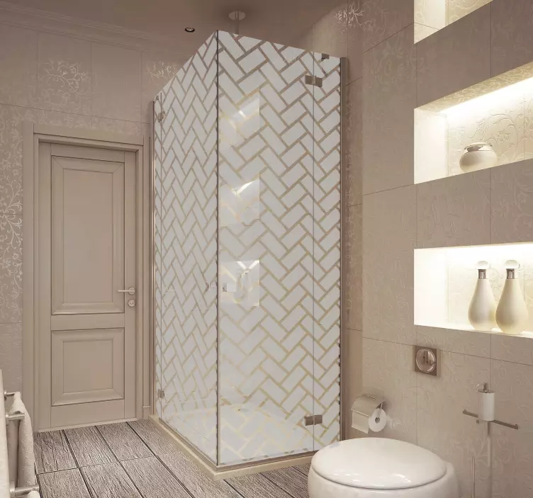 Herringbone pattern shower screen sticker - TenStickers