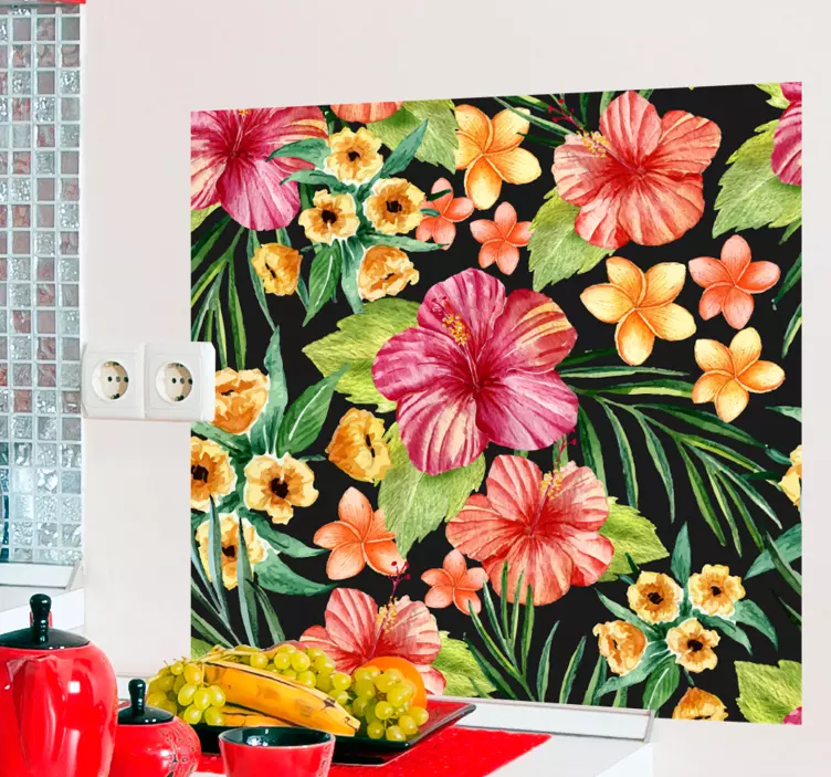 Tropical Flower Watercolour Wall Sticker - TenStickers