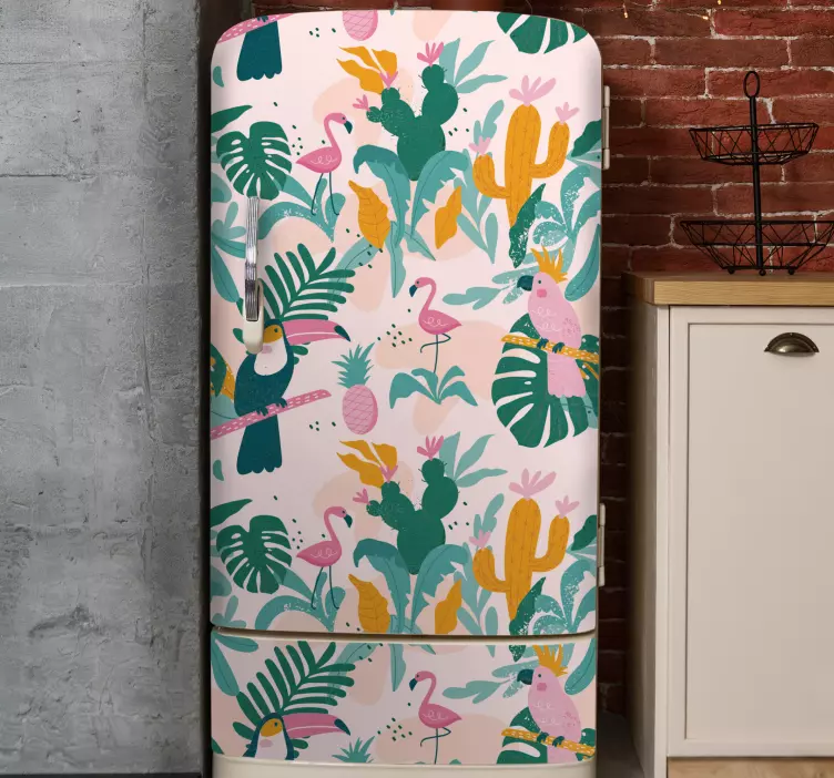 Tropical Jungle Vibes fridge sticker - TenStickers
