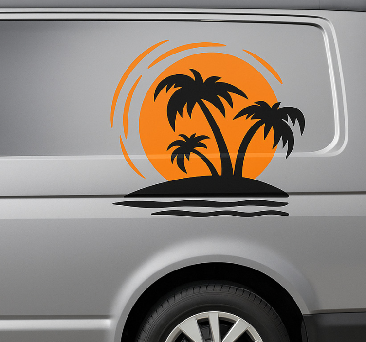 Tropical sunset campervan decal - TenStickers