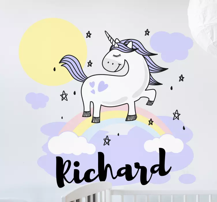 Unicorn design with name wall stickers for kid - TenStickers