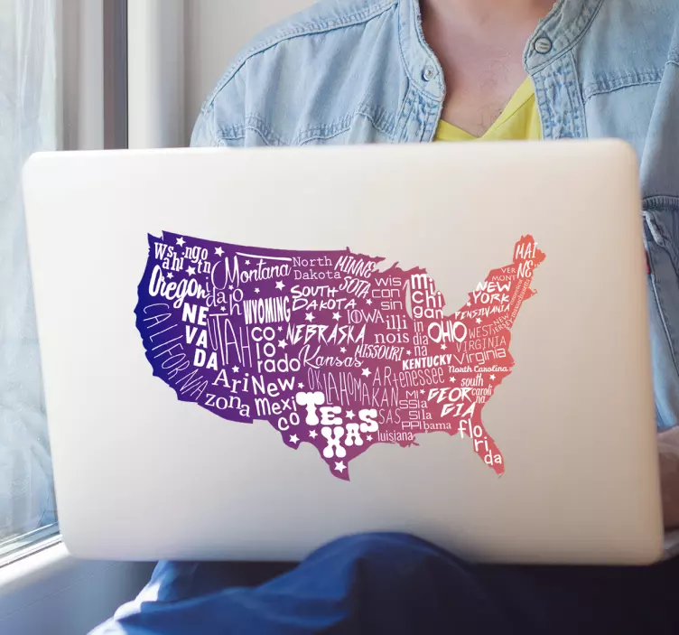 USA map laptop sticker - TenStickers