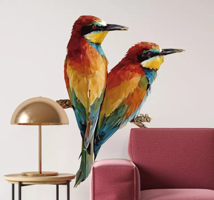 Vibrant bird pair bird wall sticker - TenStickers