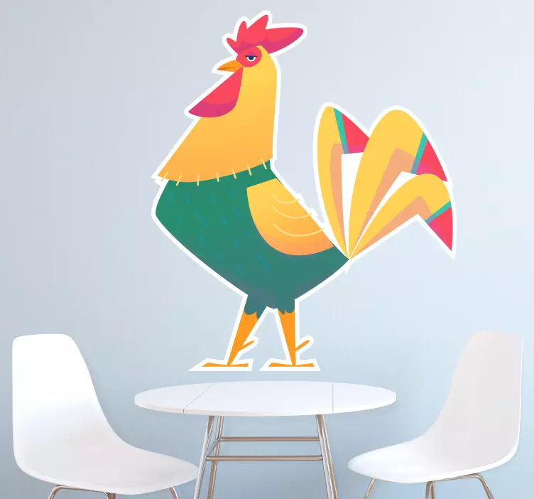 Vibrant Rooster Sculpture farm animal wall sticker - TenStickers