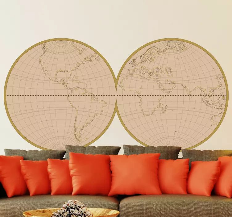 Vintage World Map Wall Sticker - TenStickers