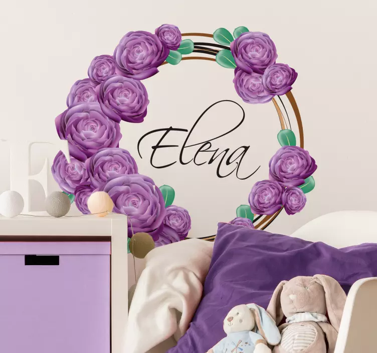 Violet flowers customizable  flower wall decal - TenStickers