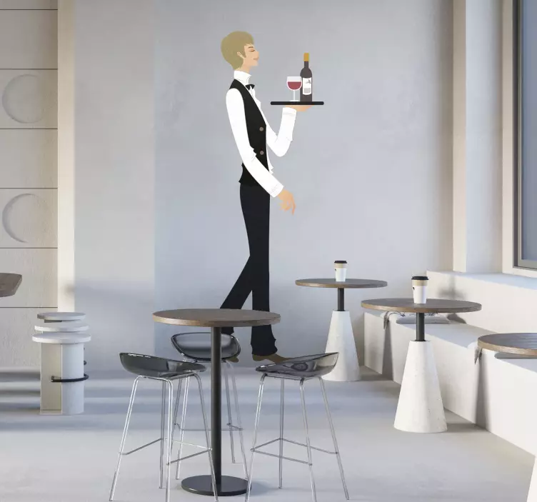 Waiter & Tray Wall Sticker - TenStickers