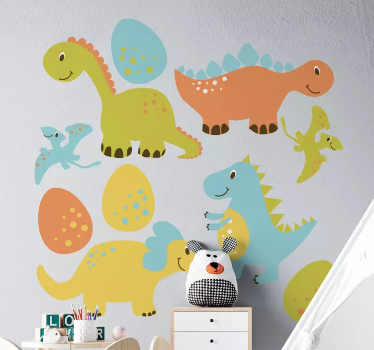 Wall sticker colorful dinosaur set - TenStickers