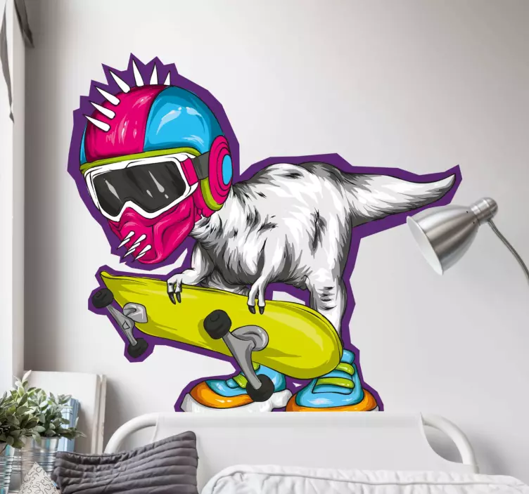 Wall sticker cool dino skater - TenStickers