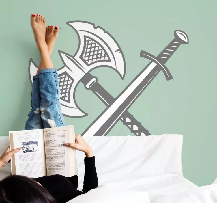 Wall sticker crossed sword and axe - TenStickers
