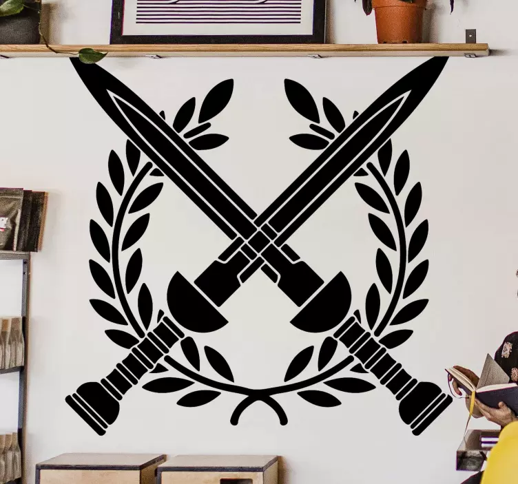 Wall sticker crossed sword emblem - TenStickers