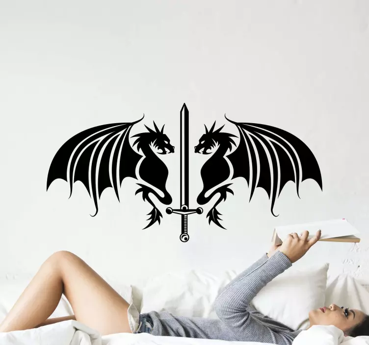 Wall sticker dual dragon emblem - TenStickers