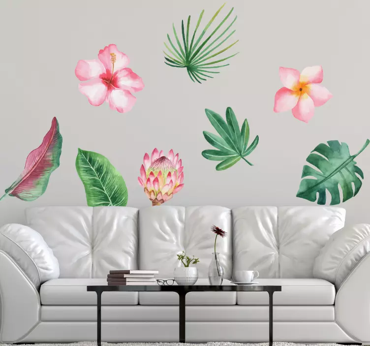 Wall sticker exotic floral arrangement - TenStickers