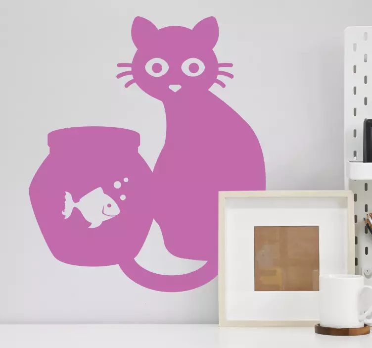 Wall sticker playful cat figure - TenStickers