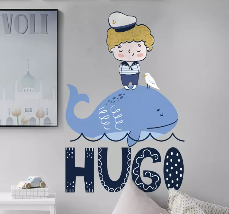 Wall stickers for kid child captain whale - TenStickers