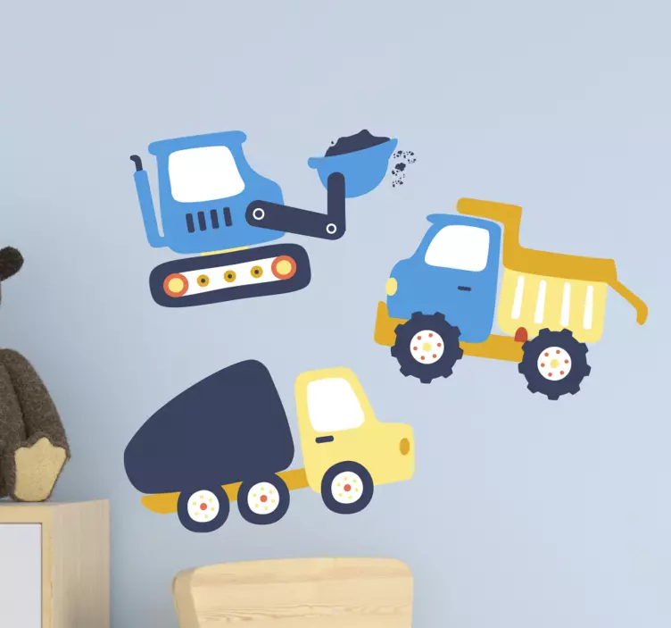 Wall stickers for kid construction vehicle fun - TenStickers