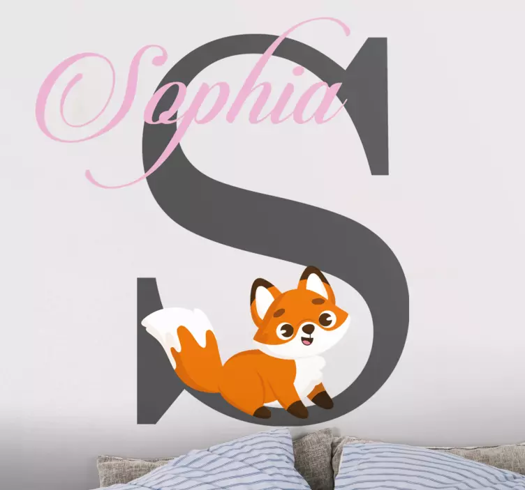 Wall stickers for kid cute fox initial - TenStickers