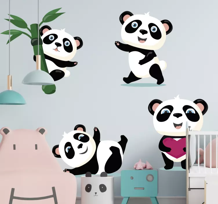 Wall stickers for kid cute panda characters - TenStickers