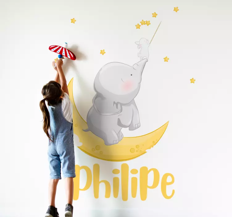 Wall stickers for kid elephant moon adventure - TenStickers