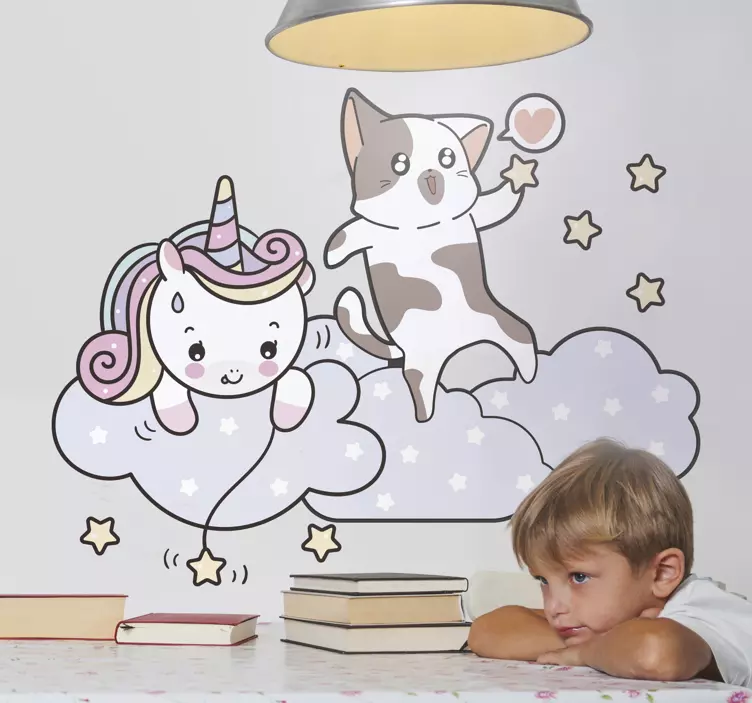 Wall stickers for kid playful unicorn adventure - TenStickers