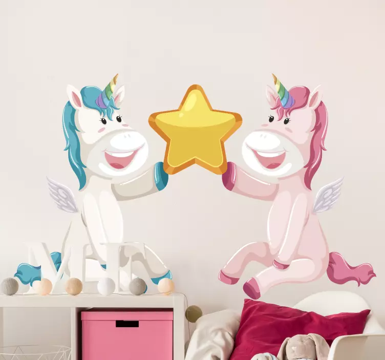 Wall stickers for kid unicorns with stars - TenStickers