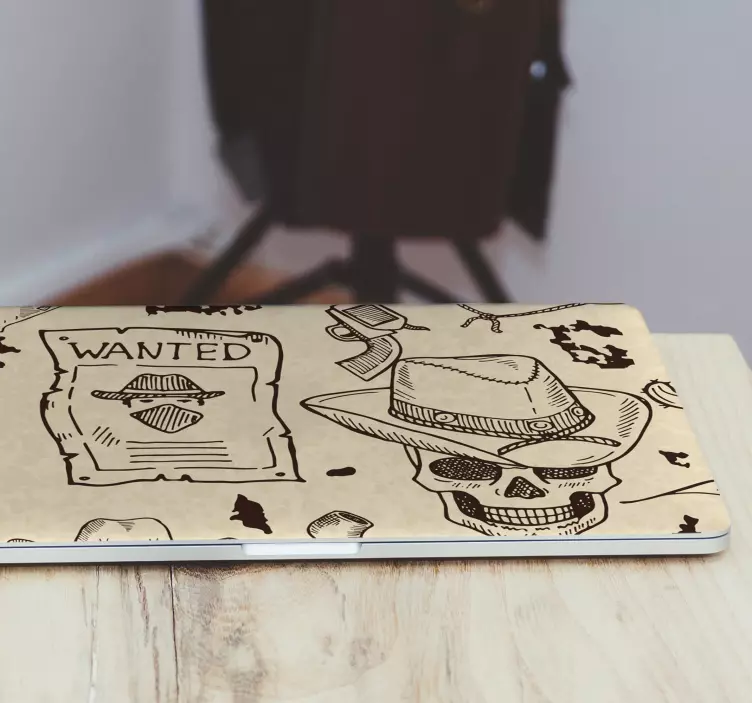 Wanted Poster Skull laptop skin - TenStickers