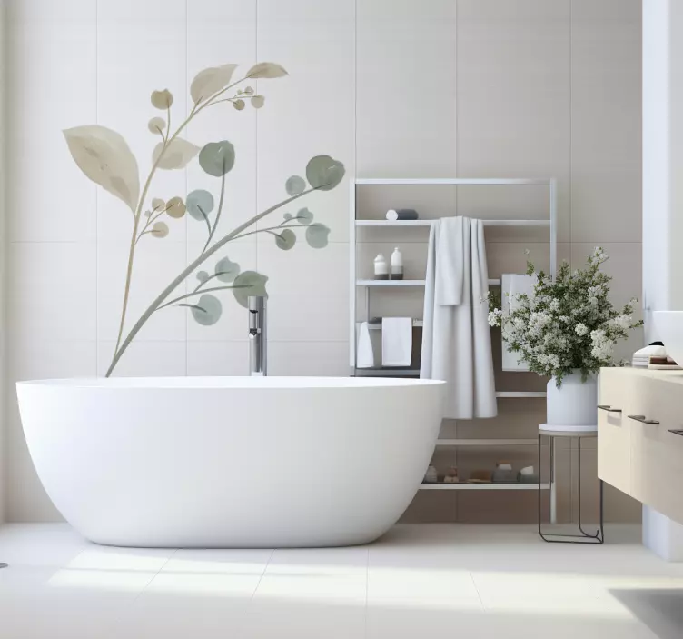 watercolor brench bathroom wall decal - TenStickers