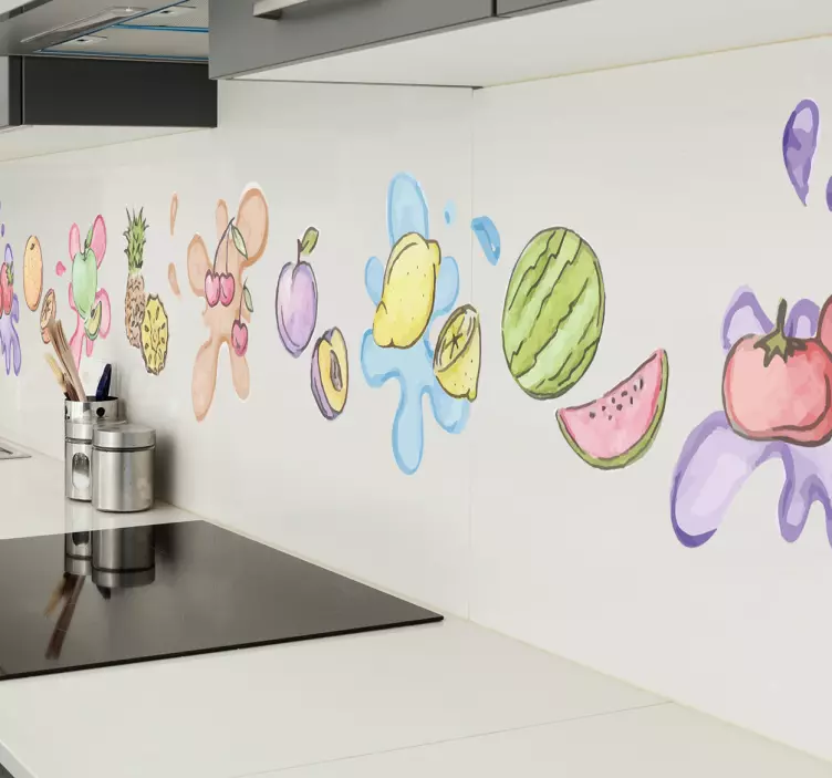 Watercolor fruit wall border sticker - TenStickers