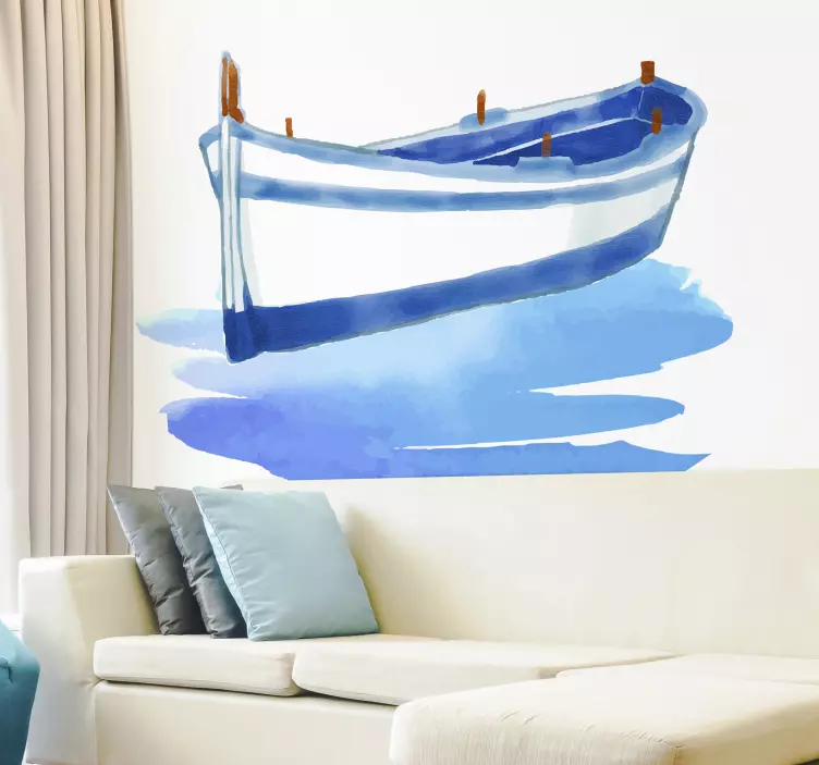 Watercolour Boat Living Room Wall Decor - TenStickers