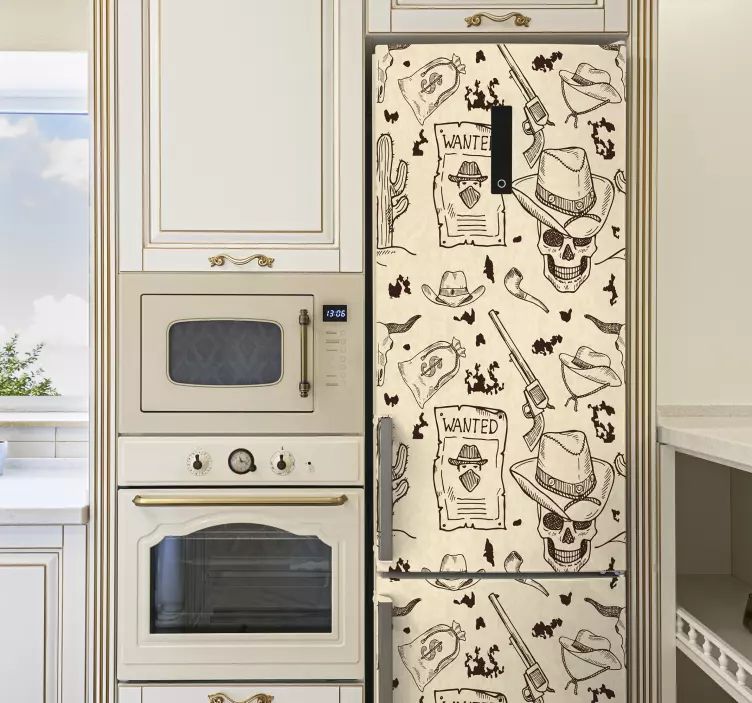 Western Motif Design fridge sticker - TenStickers