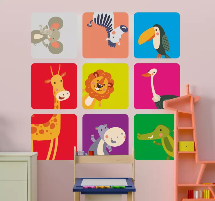 Whimsical Creatures' Expressions farm animal wall sticker - TenStickers