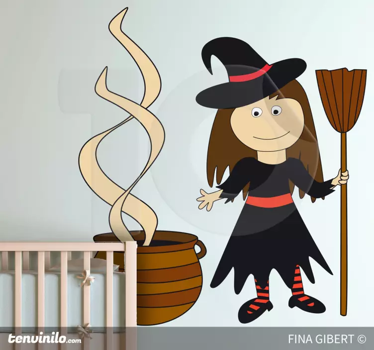Whimsical Witch Design halloween sticker - TenStickers