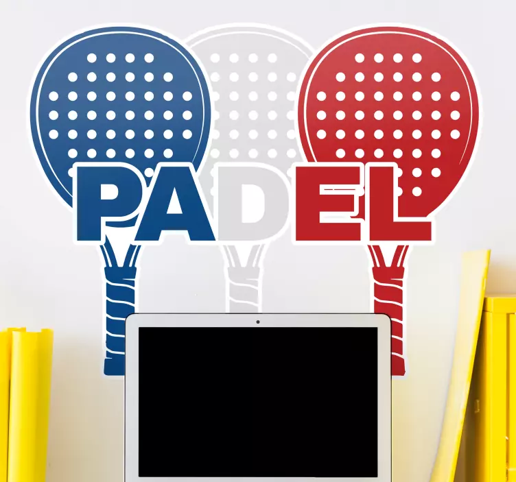 White, blue and red padel racket wall sticker - TenStickers