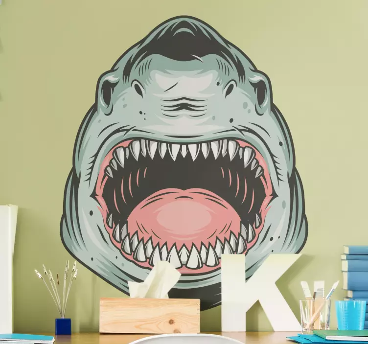 Wild animal sticker ferocious shark head - TenStickers