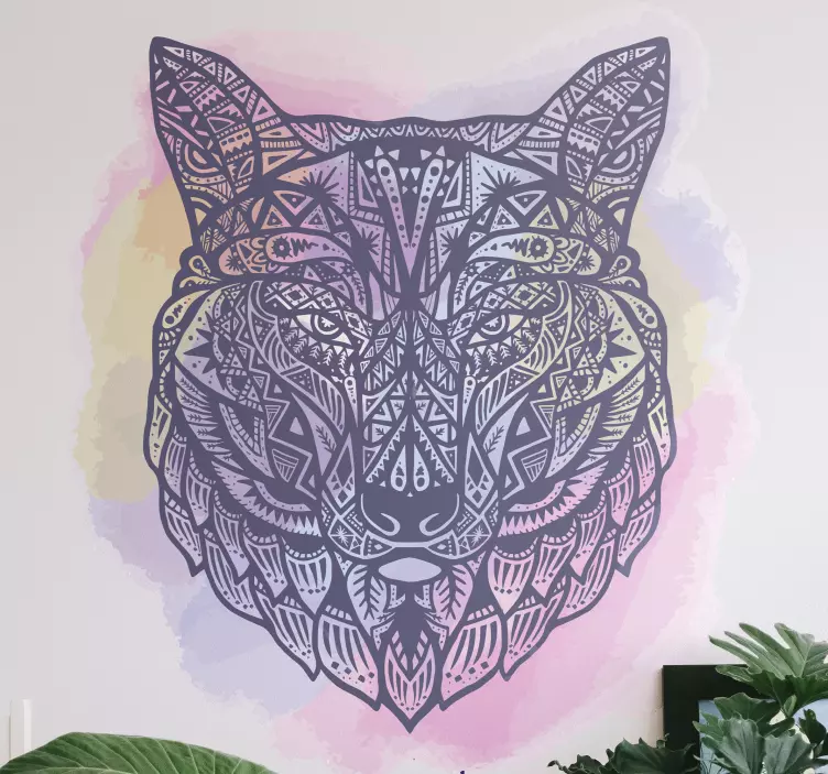Wild animal sticker intricate wolf design - TenStickers