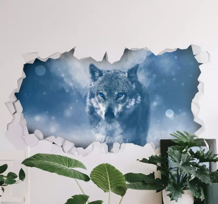 Wolf in the snow wall sticker - TenStickers