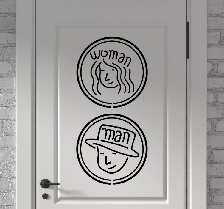 Woman man toilet sign door sticker - TenStickers