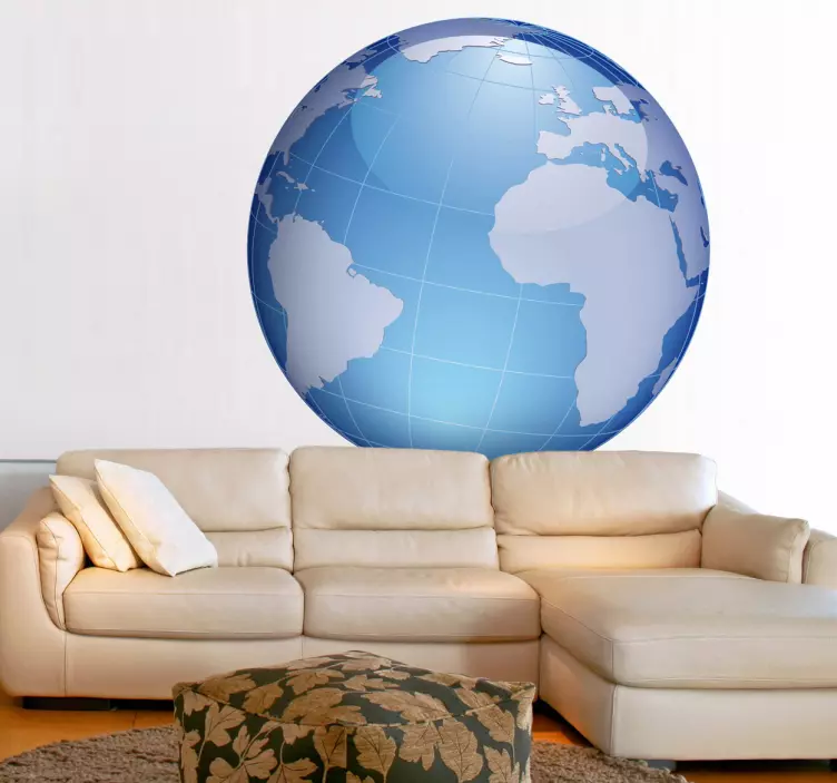 World Map Atlantic Ocean Sticker - TenStickers
