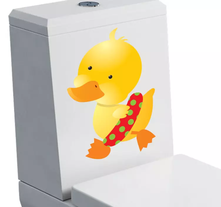 Yellow Plastic Duck Toilet Sticker - TenStickers