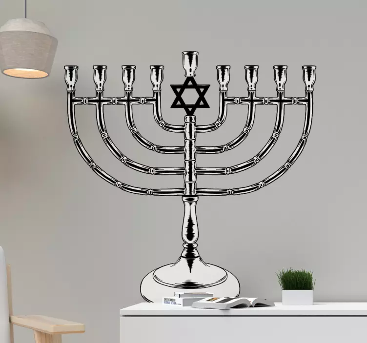 Yhvh Shalom Menorah wall sticker - TenStickers