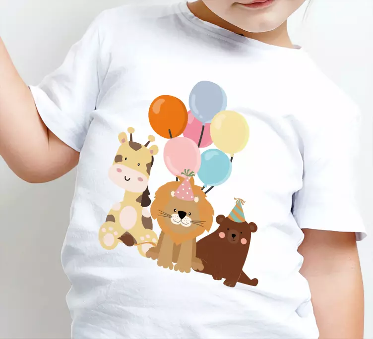 African animals and balloons Kids t-shirt - TenStickers