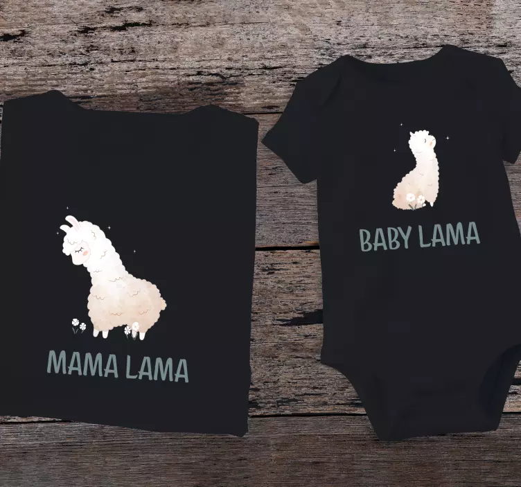 Baby lama and mother lama  shirt - TenStickers