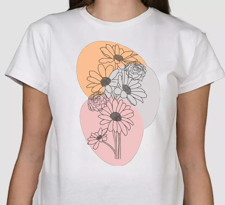 Bouquet sunflowers line art custom t-shirt - TenStickers