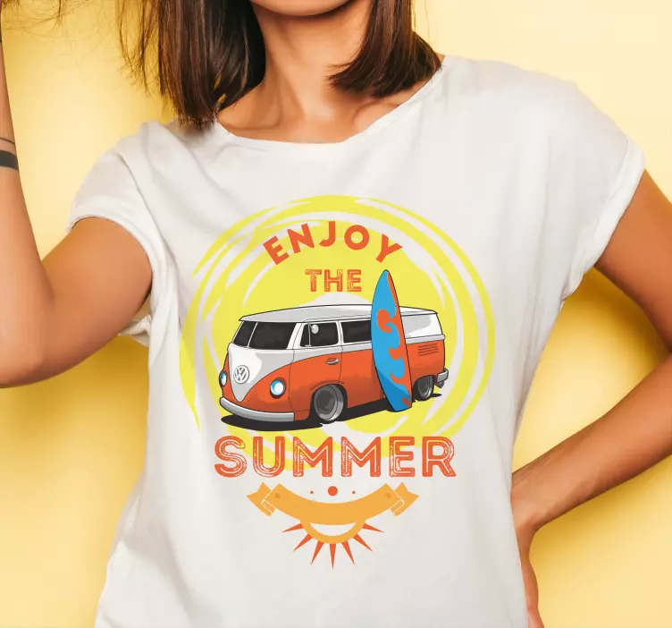 Cartoon van with surf custom t-shirt - TenStickers