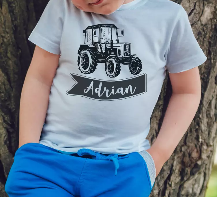 Cool tractor with name Kids t-shirt - TenStickers